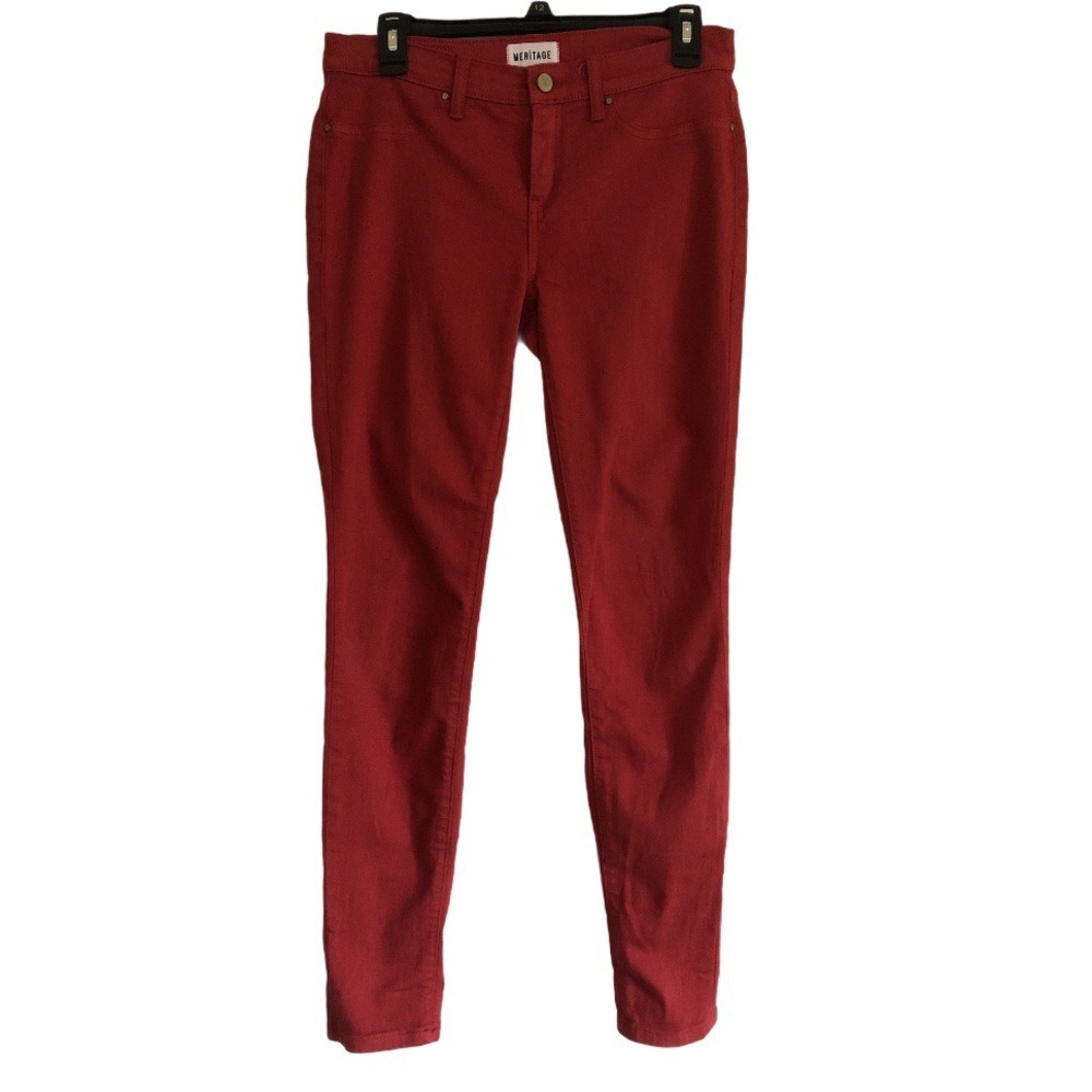 Meritage Womens Red Skinny Jeans Stretch Denim Size 29 Pockets‎ Casual Pants